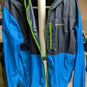 Columbia Blue & Navy Lightweight Windbreaker with Lime Trim